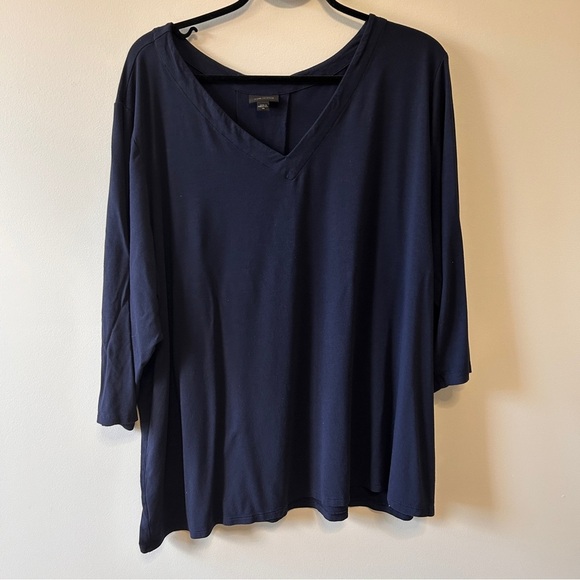 J Jill Wearever Collection Women's size 4X Navy V-Neck Top Plus Size Jersey Knit - Picture 1 of 10